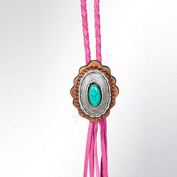 American Darling ADJW106E Braided Genuine Leather Jewelry Necklace with Concho